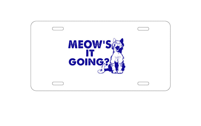 DistinctInk Custom Aluminum Decorative Vanity Front License Plate - Meow's It Going?