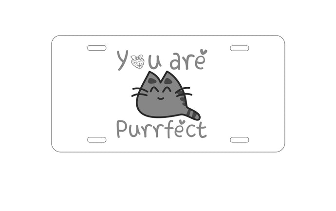 DistinctInk Custom Aluminum Decorative Vanity Front License Plate - You Are Purrfect