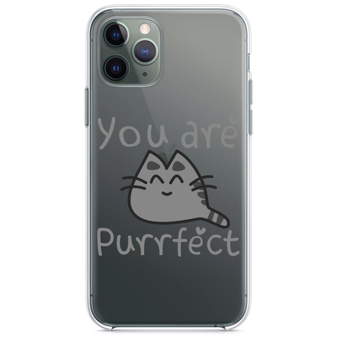 DistinctInk® Clear Shockproof Hybrid Case for Apple iPhone / Samsung Galaxy / Google Pixel - You Are Purrfect