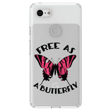 DistinctInk® Clear Shockproof Hybrid Case for Apple iPhone / Samsung Galaxy / Google Pixel - Free as a Butterfly - Pink