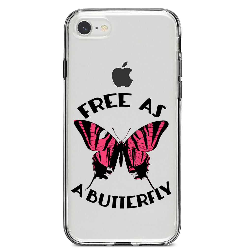 Free as a Butterfly, Pink Clear Shockproof iPhone Case, view 5