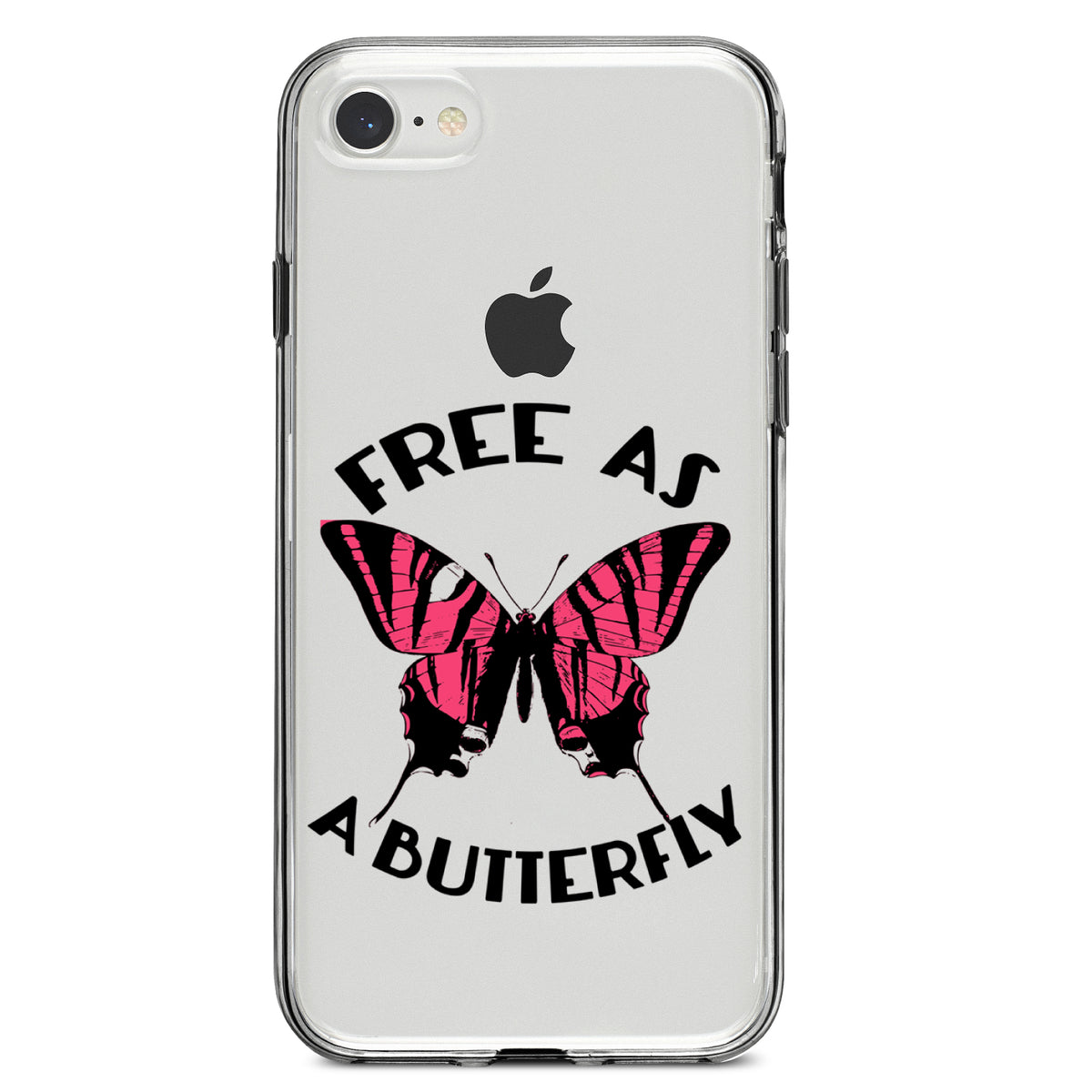 Free as a Butterfly, Pink Clear Shockproof iPhone Case, view 5