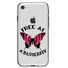 DistinctInk® Clear Shockproof Hybrid Case for Apple iPhone / Samsung Galaxy / Google Pixel - Free as a Butterfly - Pink