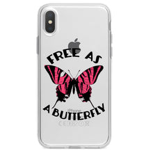 DistinctInk® Clear Shockproof Hybrid Case for Apple iPhone / Samsung Galaxy / Google Pixel - Free as a Butterfly - Pink