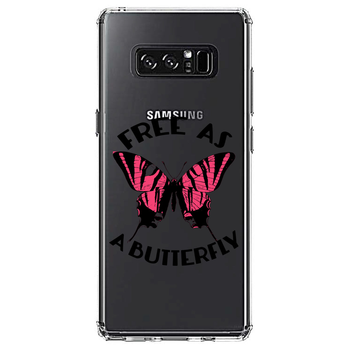 Free as a Butterfly, Pink Clear Shockproof iPhone Case, view 12