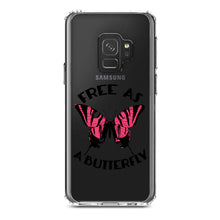 DistinctInk® Clear Shockproof Hybrid Case for Apple iPhone / Samsung Galaxy / Google Pixel - Free as a Butterfly - Pink