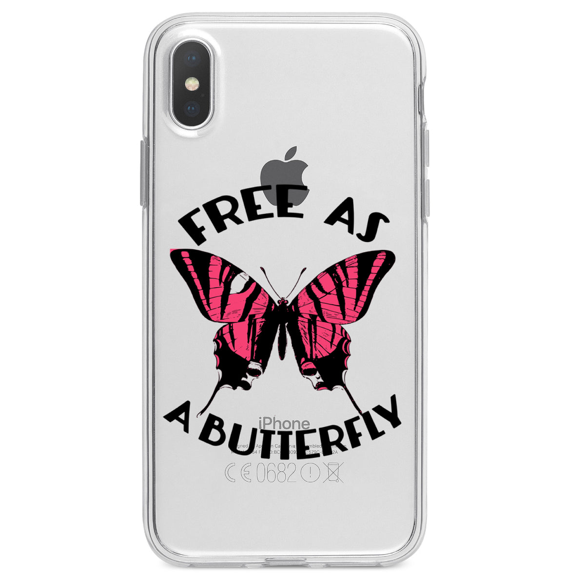 Free as a Butterfly, Pink Clear Shockproof iPhone Case, view 4