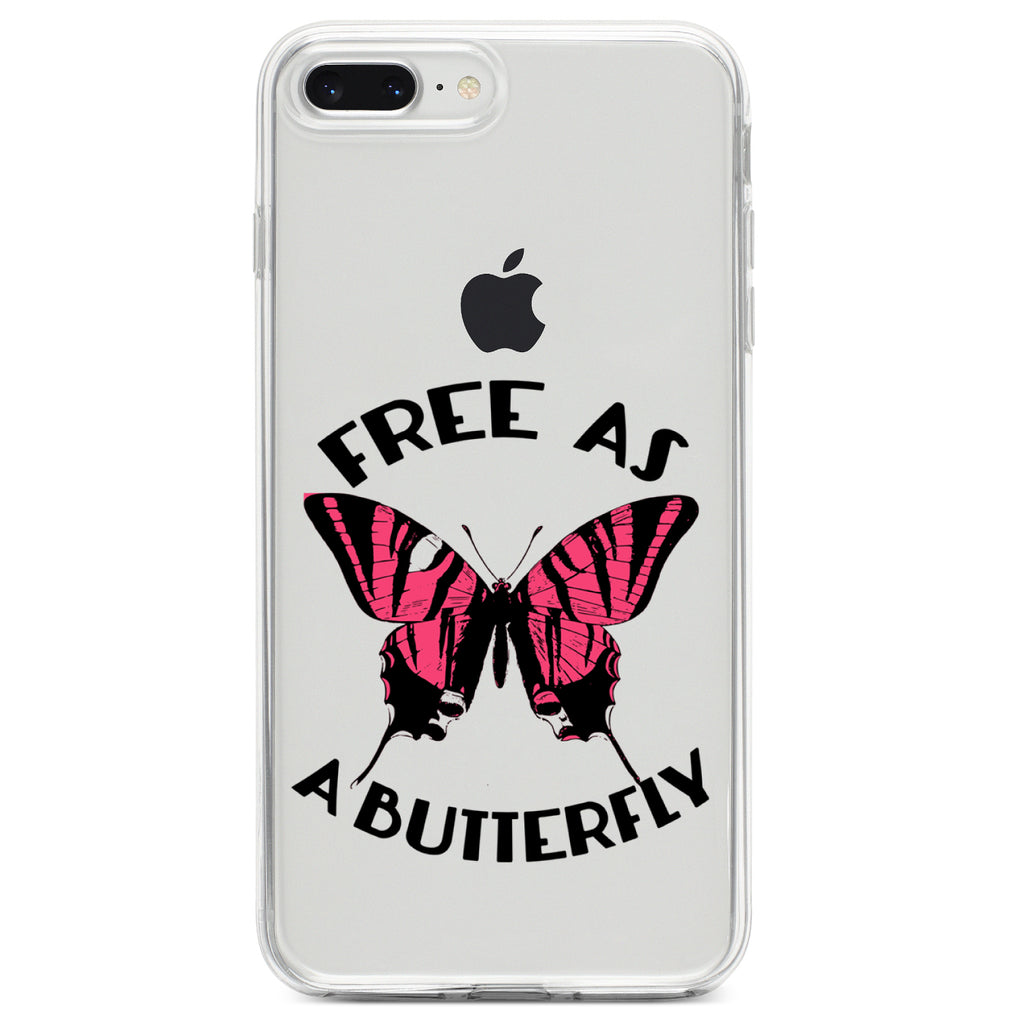 Free as a Butterfly, Pink Clear Shockproof iPhone Case, view 6