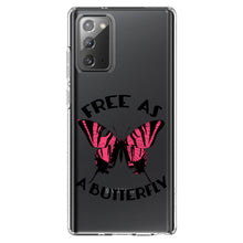 DistinctInk® Clear Shockproof Hybrid Case for Apple iPhone / Samsung Galaxy / Google Pixel - Free as a Butterfly - Pink