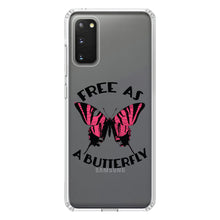 DistinctInk® Clear Shockproof Hybrid Case for Apple iPhone / Samsung Galaxy / Google Pixel - Free as a Butterfly - Pink