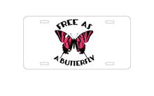 DistinctInk Custom Aluminum Decorative Vanity Front License Plate - Free as a Butterfly - Pink