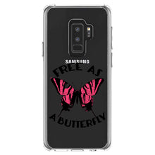 DistinctInk® Clear Shockproof Hybrid Case for Apple iPhone / Samsung Galaxy / Google Pixel - Free as a Butterfly - Pink