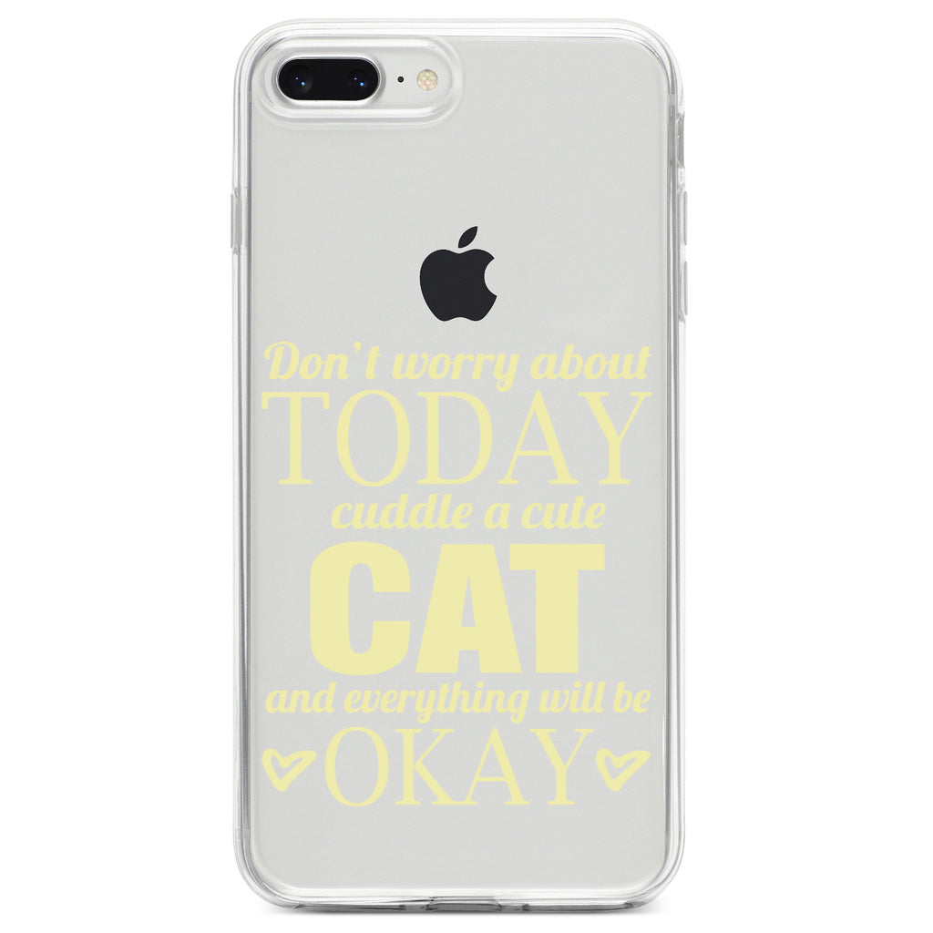 Cuddle a Cat Everything Will Be Okay Clear Shockproof iPhone Case, view 6