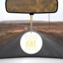 DistinctInk® Hanging Ceramic Christmas Tree Ornament with Gold String - Great Gift / Present - 2 3/4 inch Diameter - Cuddle a Cat Everything Will Be Okay