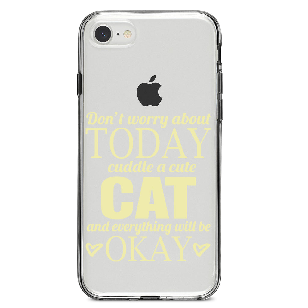 Cuddle a Cat Everything Will Be Okay Clear Shockproof iPhone Case, view 5