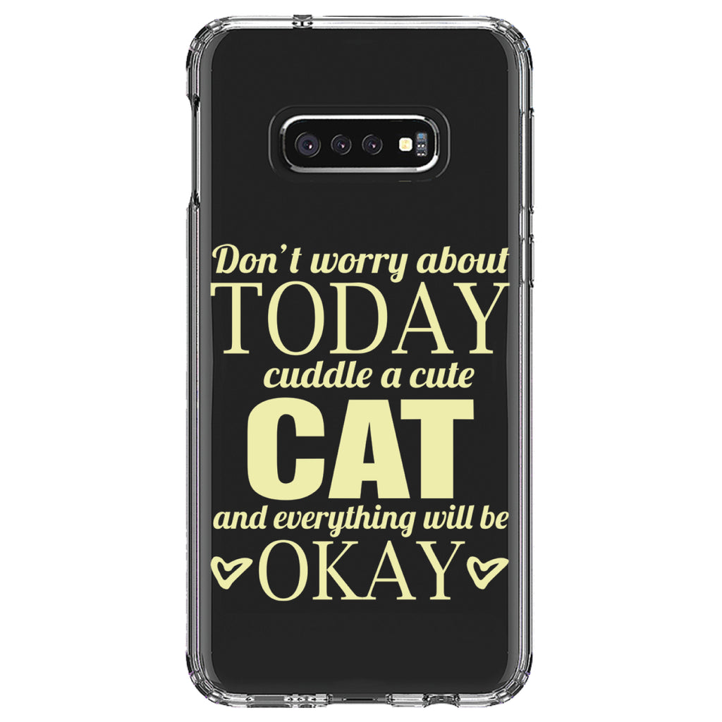 Cuddle a Cat Everything Will Be Okay Clear Shockproof iPhone Case, view 18
