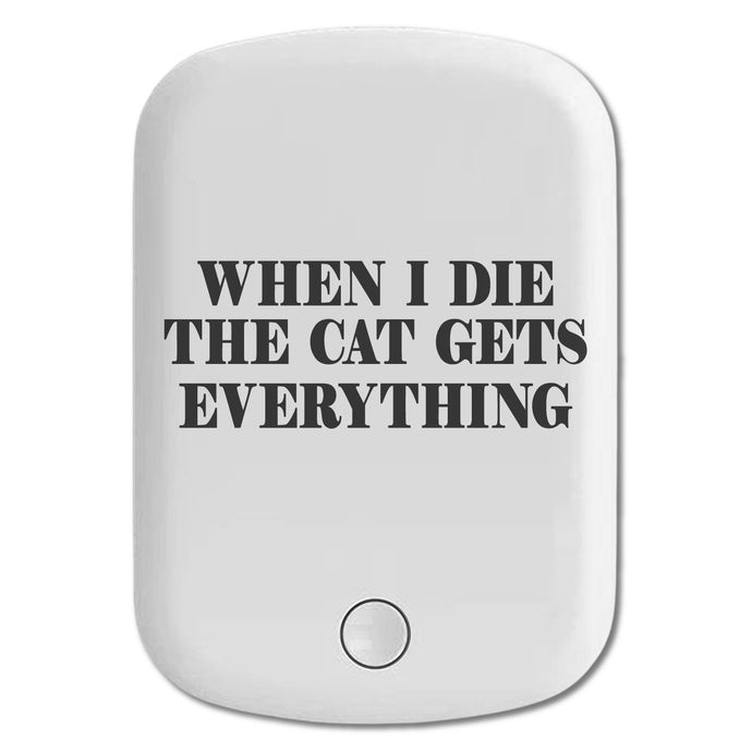 DistinctInk Magnetic Battery Pack, Wireless Portable Charger with USB-C Cable, Compatible with MagSafe iPhone 14 / 13 / 12 Series - When I Die The Cat Gets Everything