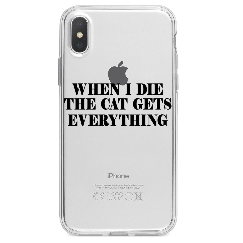 When I Die The Cat Gets Everything Clear Shockproof iPhone Case, view 2
