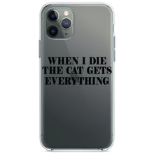 DistinctInk® Clear Shockproof Hybrid Case for Apple iPhone / Samsung Galaxy / Google Pixel - When I Die The Cat Gets Everything