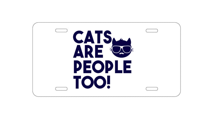 DistinctInk Custom Aluminum Decorative Vanity Front License Plate - Cats Are People Too