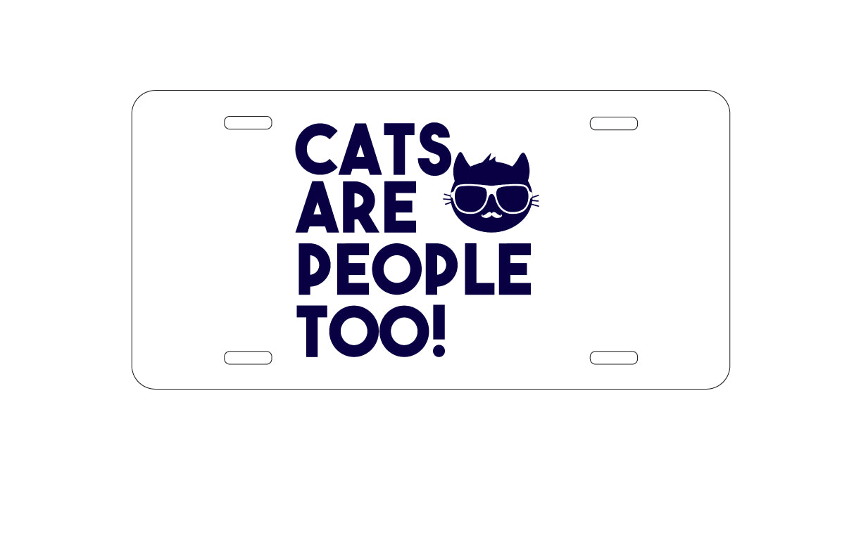 DistinctInk Custom Aluminum Decorative Vanity Front License Plate - Cats Are People Too