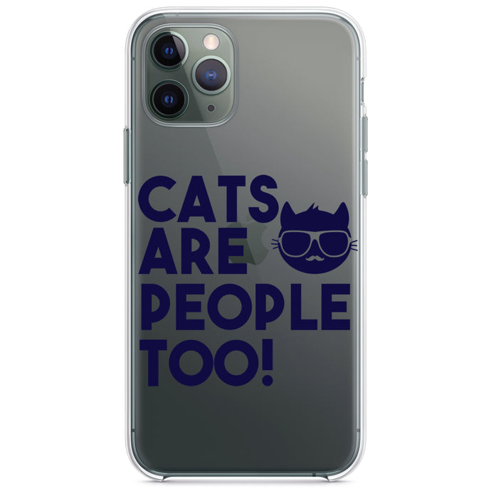 DistinctInk® Clear Shockproof Hybrid Case for Apple iPhone / Samsung Galaxy / Google Pixel - Cats Are People Too