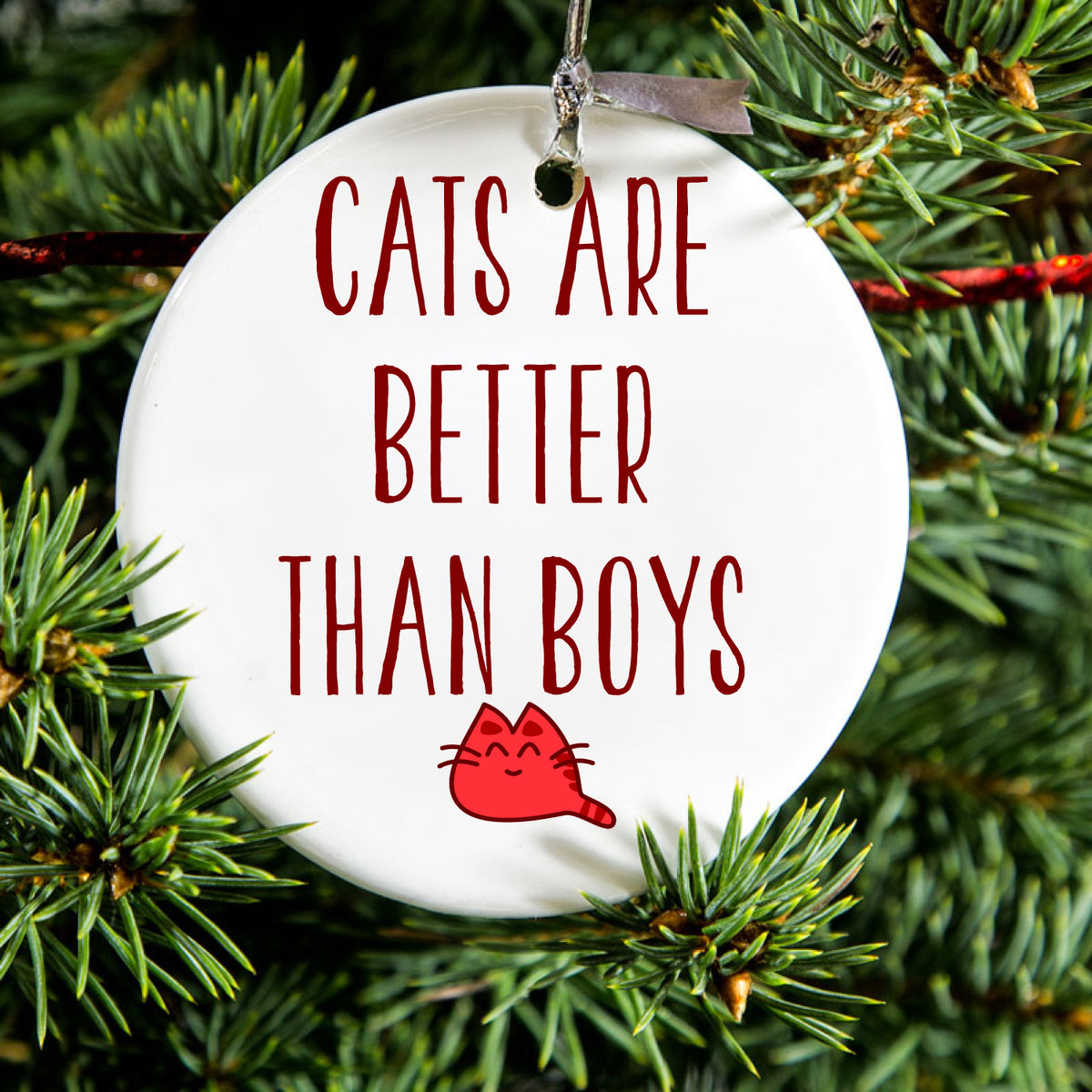 Cats Are Better Than Boys Ceramic Ornament, view 2