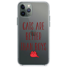 DistinctInk® Clear Shockproof Hybrid Case for Apple iPhone / Samsung Galaxy / Google Pixel - Cats Are Better Than Boys