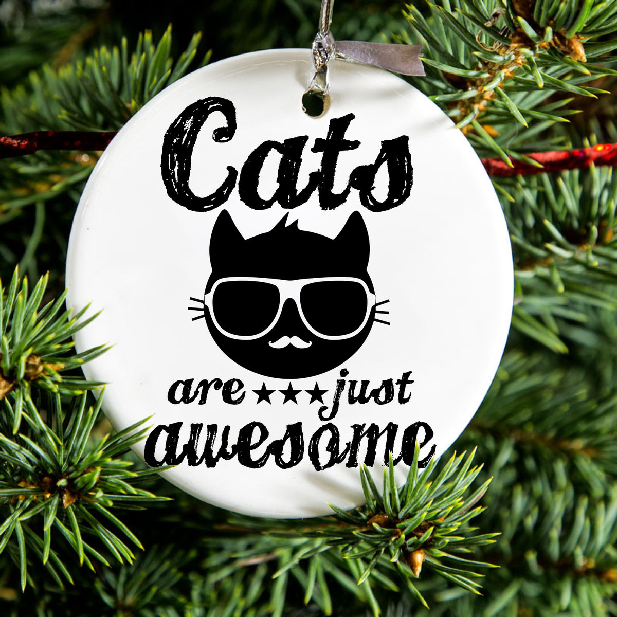 Cats Are Just Awesome Ceramic Ornament, view 2
