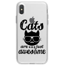DistinctInk® Clear Shockproof Hybrid Case for Apple iPhone / Samsung Galaxy / Google Pixel - Cats Are Just Awesome