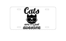DistinctInk Custom Aluminum Decorative Vanity Front License Plate - Cats Are Just Awesome