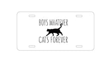 DistinctInk Custom Aluminum Decorative Vanity Front License Plate - Boys Whatever, Cats Forever