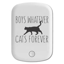 DistinctInk Magnetic Battery Pack, Wireless Portable Charger with USB-C Cable, Compatible with MagSafe iPhone 14 / 13 / 12 Series - Boys Whatever, Cats Forever