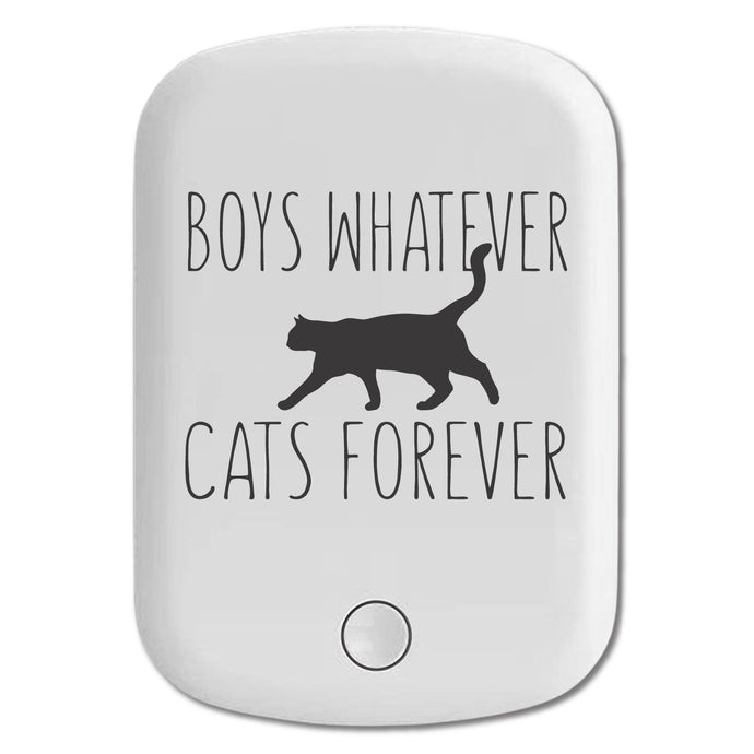 DistinctInk Magnetic Battery Pack, Wireless Portable Charger with USB-C Cable, Compatible with MagSafe iPhone 14 / 13 / 12 Series - Boys Whatever, Cats Forever