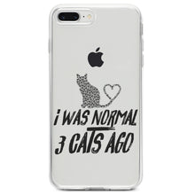 DistinctInk® Clear Shockproof Hybrid Case for Apple iPhone / Samsung Galaxy / Google Pixel - I Was Normal 3 Cats Ago