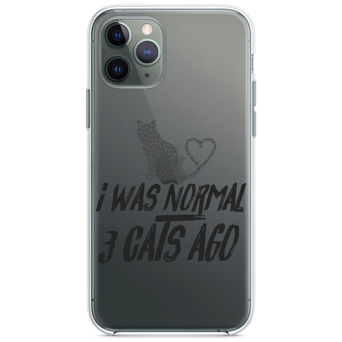 DistinctInk® Clear Shockproof Hybrid Case for Apple iPhone / Samsung Galaxy / Google Pixel - I Was Normal 3 Cats Ago