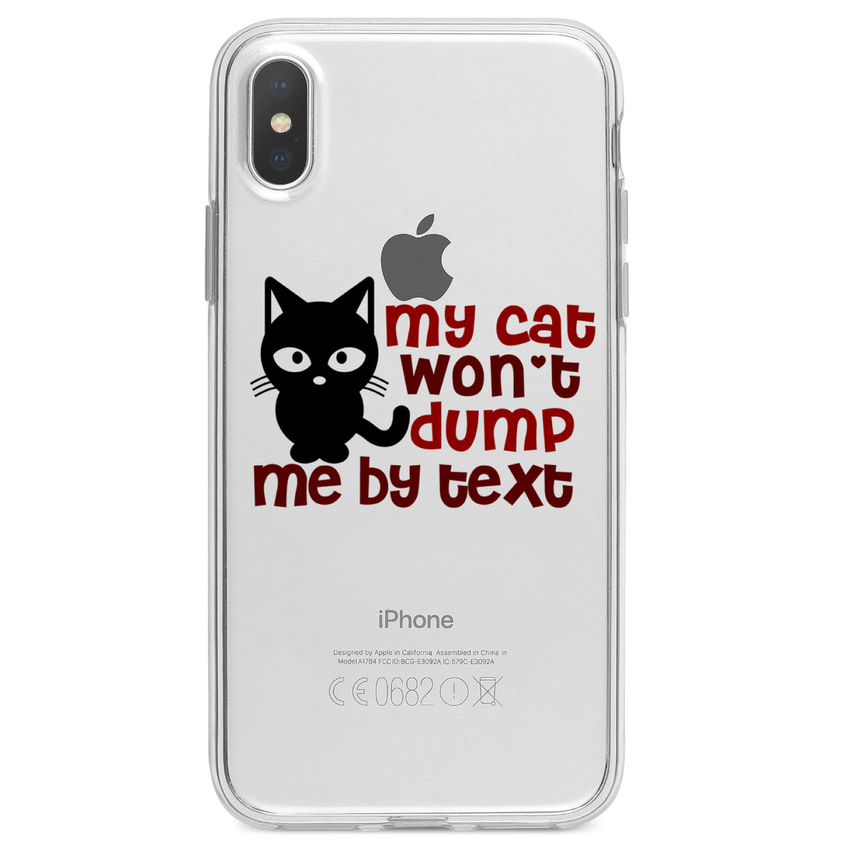 My Cat Won't Dump Me By Text Clear Shockproof iPhone Case, view 2