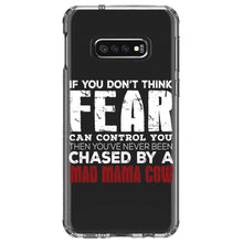 DistinctInk® Clear Shockproof Hybrid Case for Apple iPhone / Samsung Galaxy / Google Pixel - Never Been Chased By A Mad Mama Cow