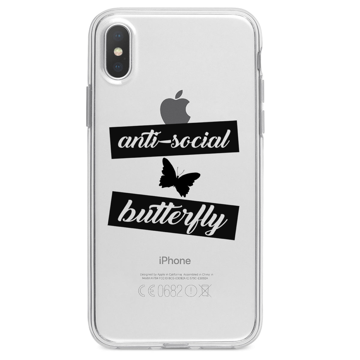 Anti-Social Butterfly Clear Shockproof iPhone Case, view 4
