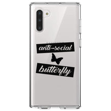 DistinctInk® Clear Shockproof Hybrid Case for Apple iPhone / Samsung Galaxy / Google Pixel - Anti-Social Butterfly