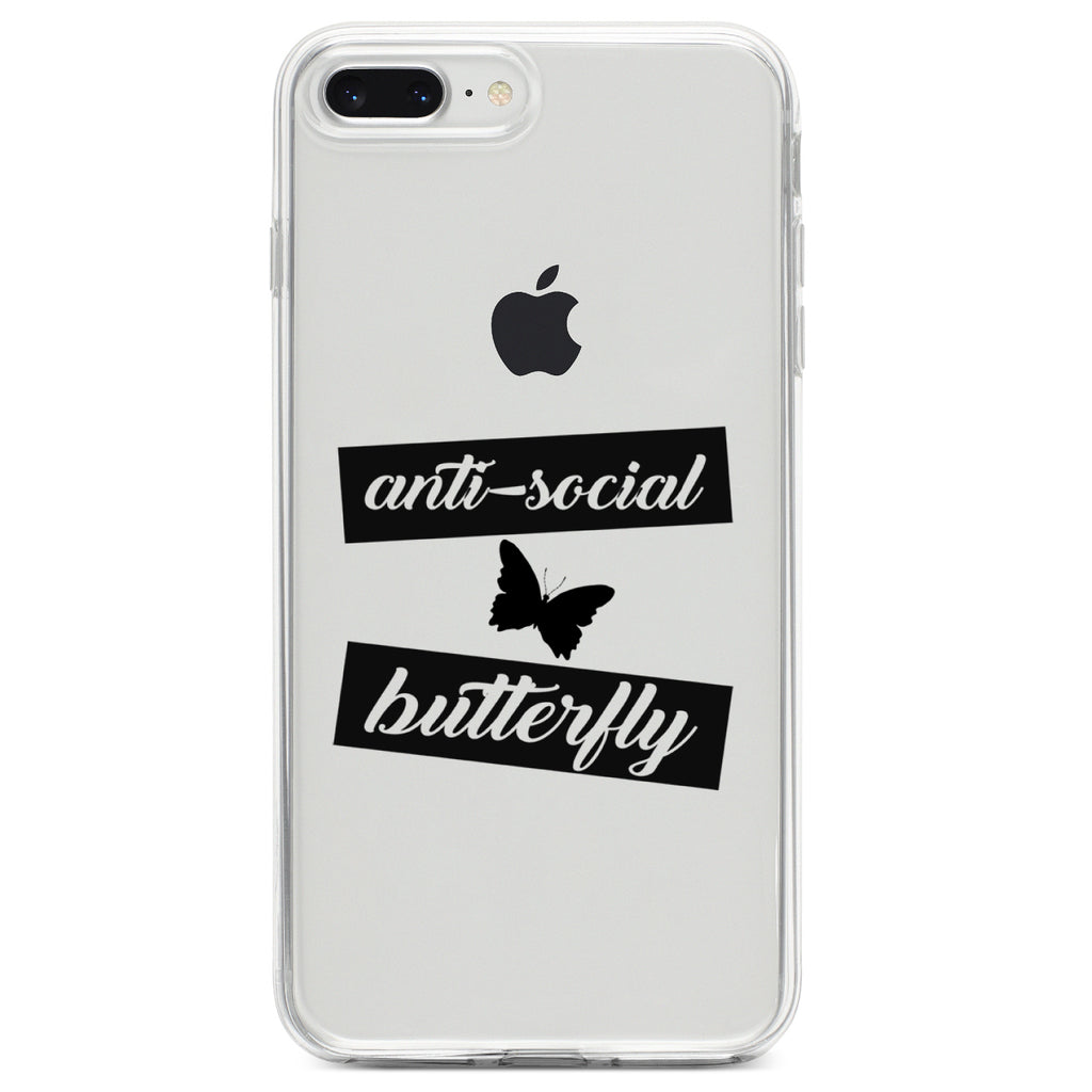 Anti-Social Butterfly Clear Shockproof iPhone Case, view 6