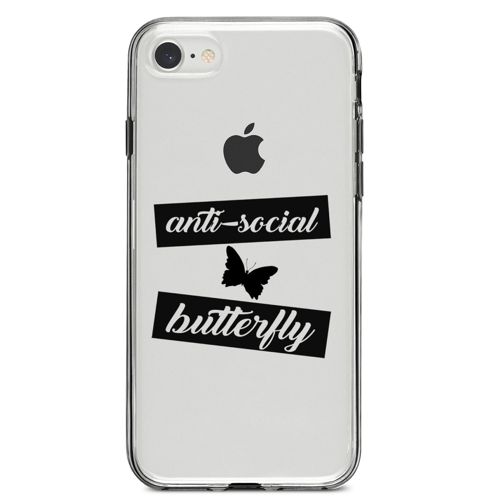 Anti-Social Butterfly Clear Shockproof iPhone Case, view 5