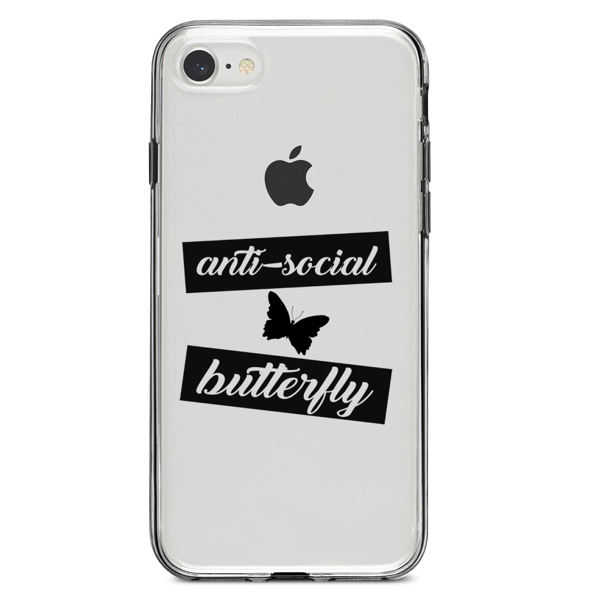 Anti-Social Butterfly Clear Shockproof iPhone Case, view 5
