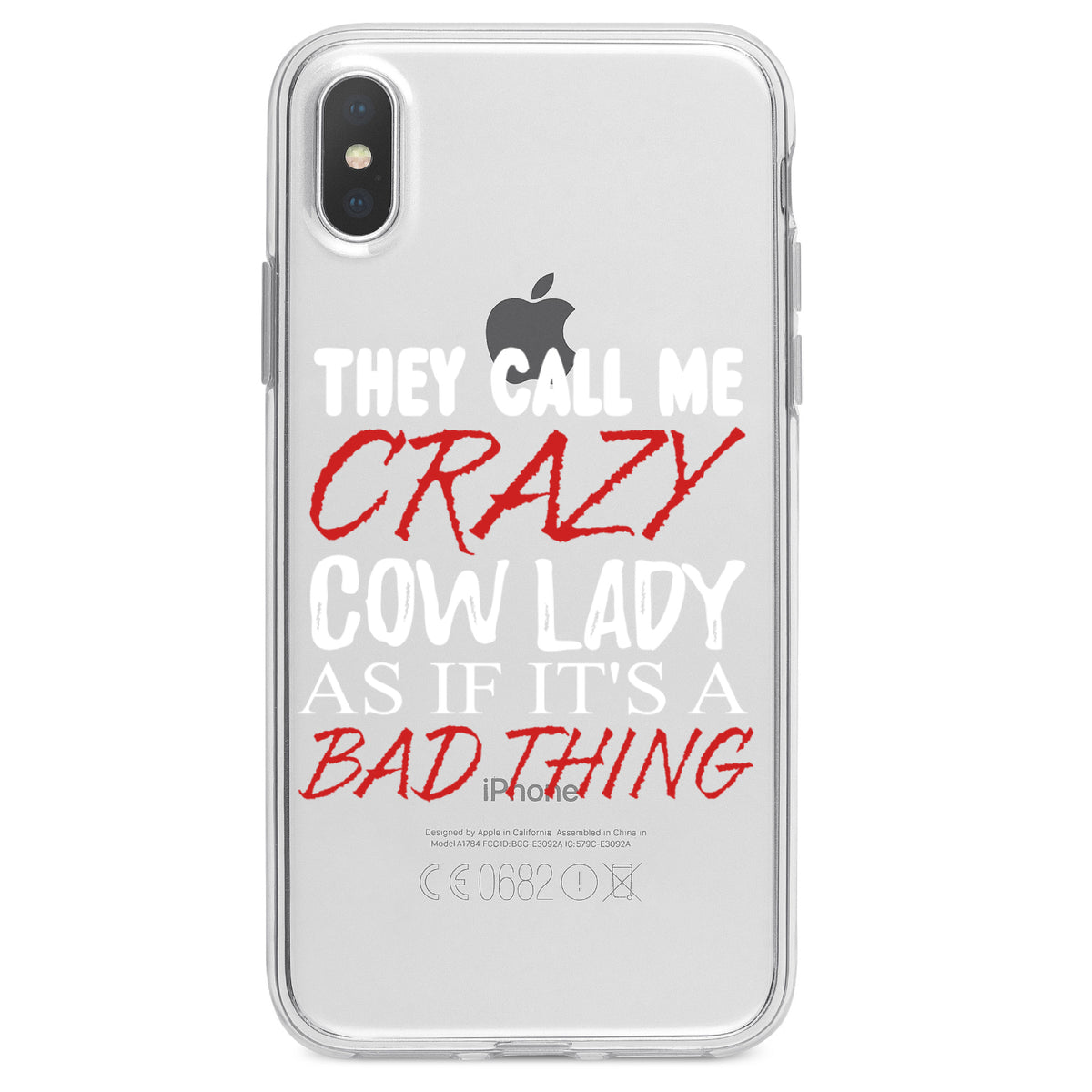 Crazy Cow Lady As If It's a Bad Thing Clear Shockproof iPhone Case, view 2