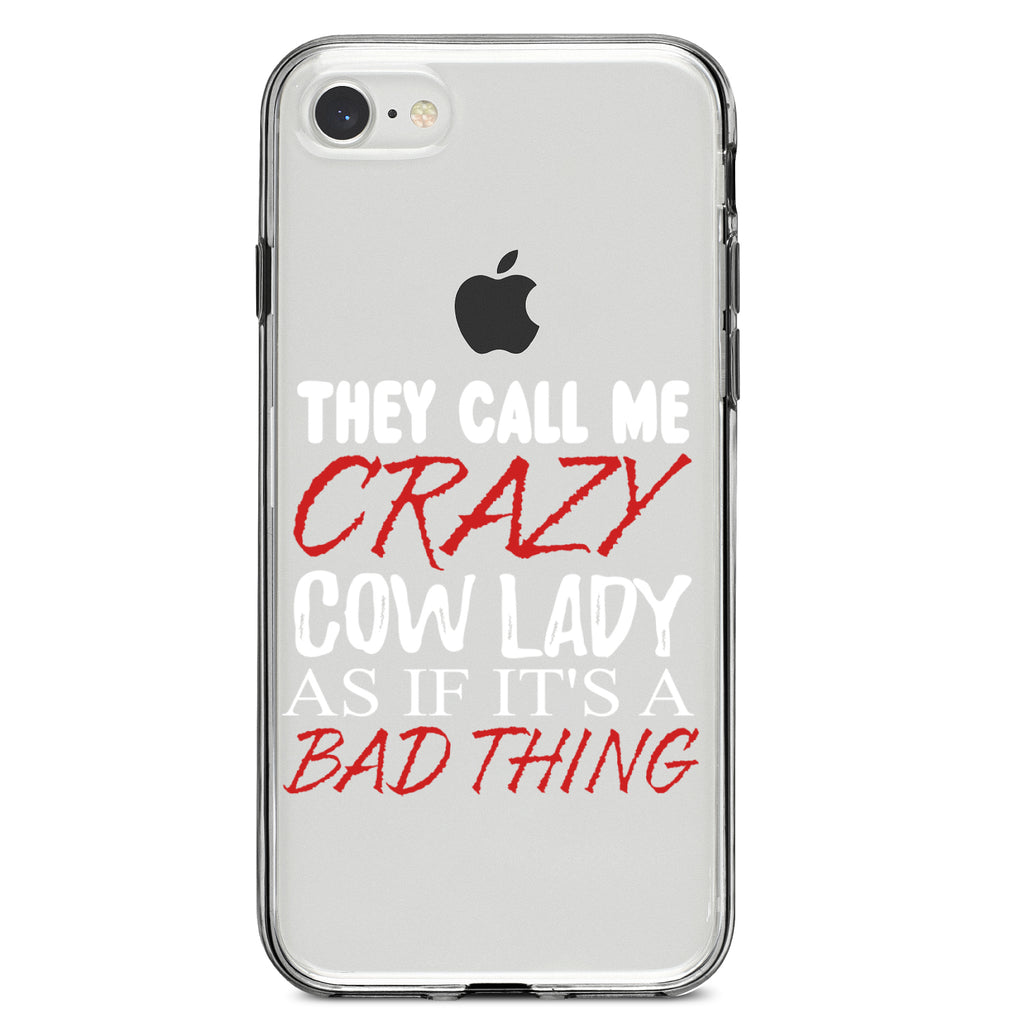 Crazy Cow Lady As If It's a Bad Thing Clear Shockproof iPhone Case, view 5