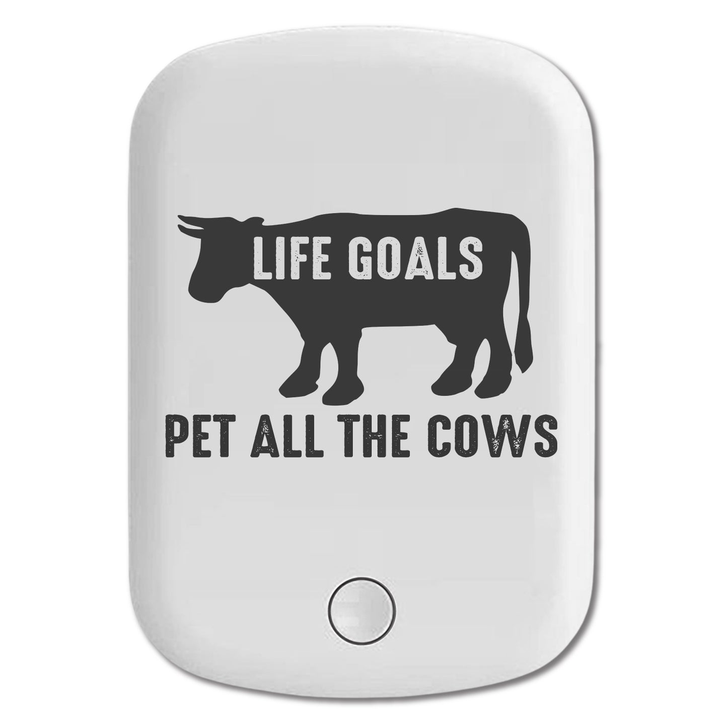 DistinctInk Magnetic Battery Pack, Wireless Portable Charger with USB-C Cable, Compatible with MagSafe iPhone 14 / 13 / 12 Series - Life Goals, Pet All The Cows