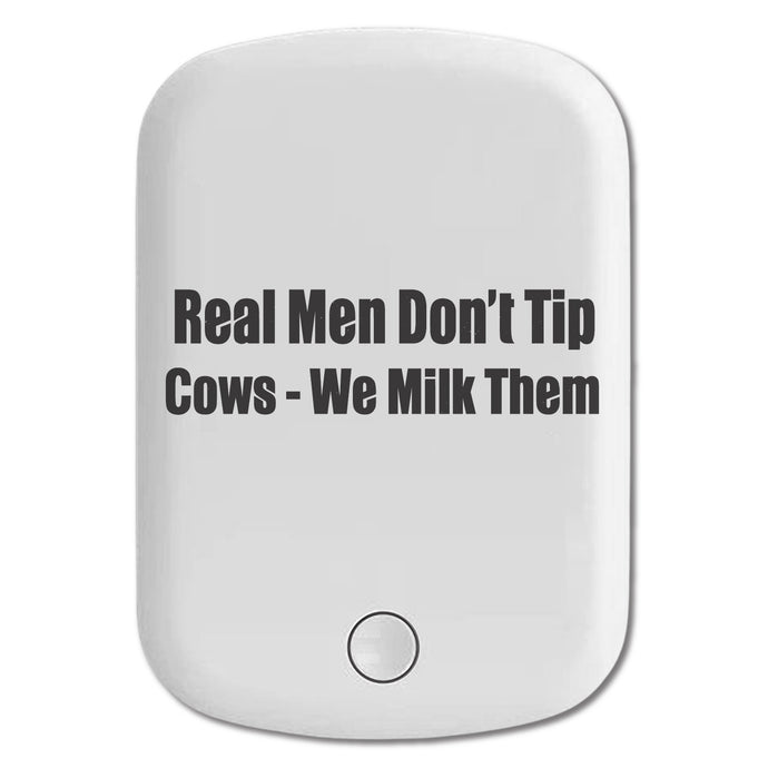 DistinctInk Magnetic Battery Pack, Wireless Portable Charger with USB-C Cable, Compatible with MagSafe iPhone 14 / 13 / 12 Series - Real Men Don't Tip Cows We Milk Them
