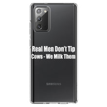 DistinctInk® Clear Shockproof Hybrid Case for Apple iPhone / Samsung Galaxy / Google Pixel - Real Men Don't Tip Cows We Milk Them