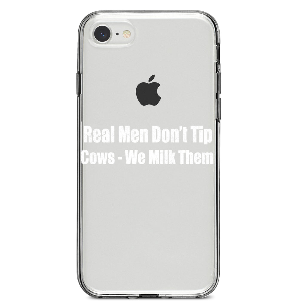 Real Men Don't Tip Cows We Milk Them Clear Shockproof iPhone Case, view 5