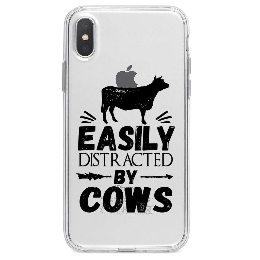 Easily Distracted By Cows Clear Shockproof iPhone Case, view 3
